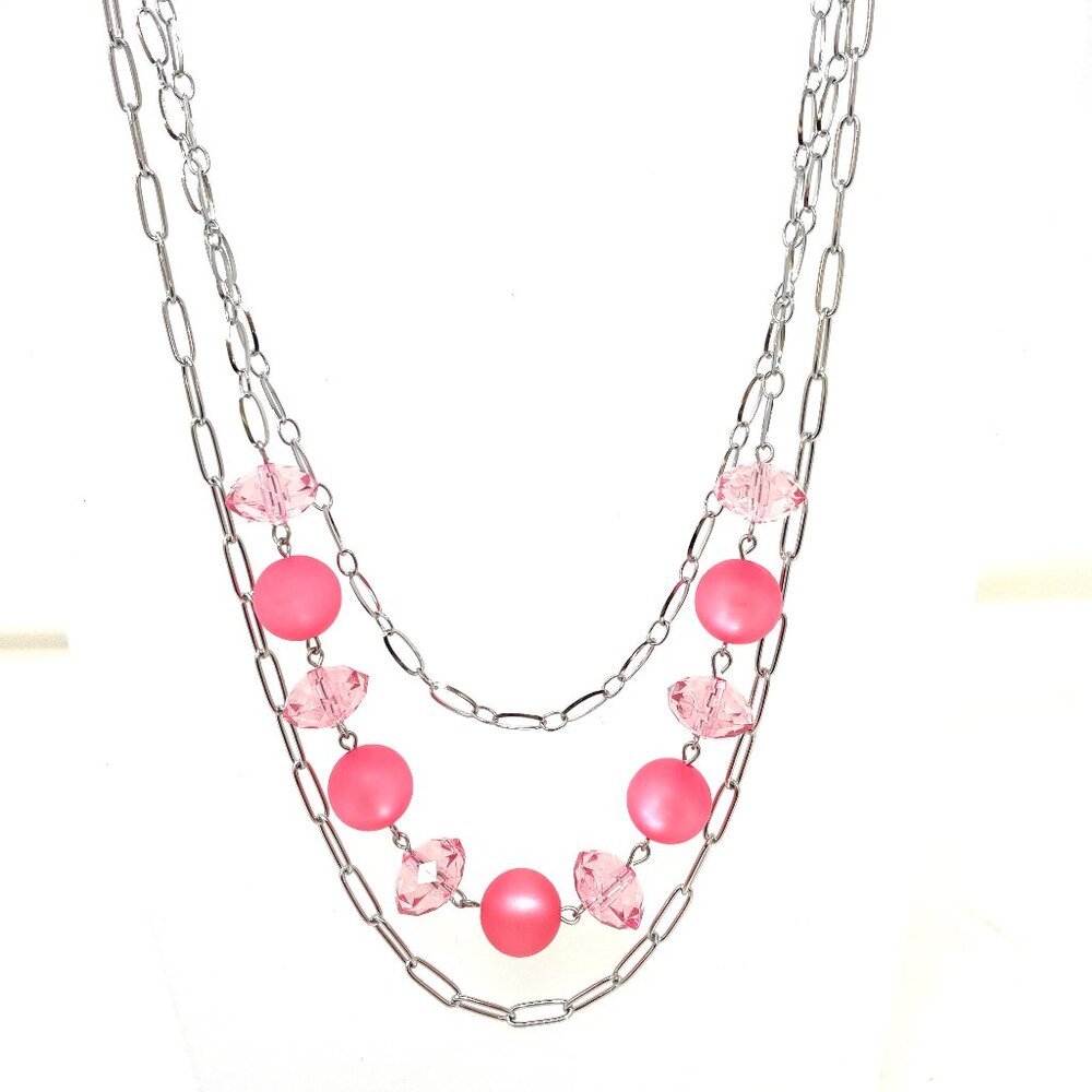 Pink Resin & Acrylic Pilgrim Necklace